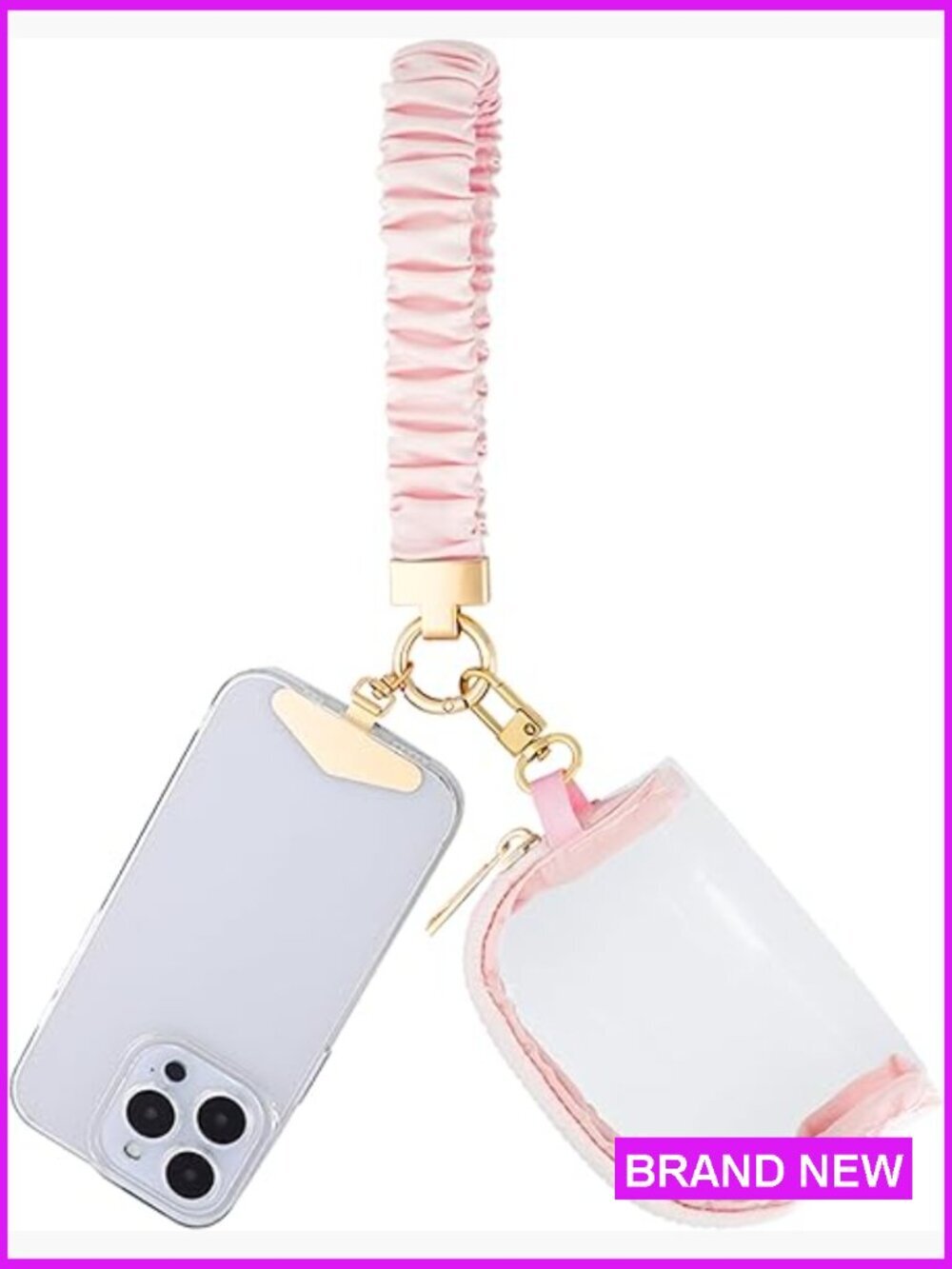 Clear Stadium Crossbody Wallet Scrunchie Keychain Wristlet Lanyard Handbag PVC